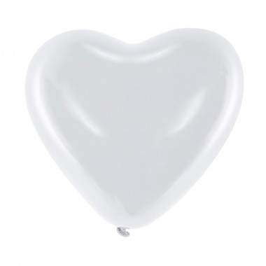 Balony lateksowe duże Serce - białe - 6 sztuk