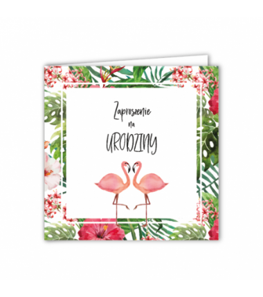 Zaproszenia do wypisania na URODZINY - flamingi -10 sztuk