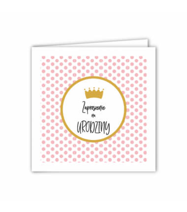 Zaproszenia do wypisania na URODZINY - korona różowa 10 sztuk
