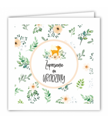 Zaproszenia do wypisania na URODZINY - sarenka 10 sztuk