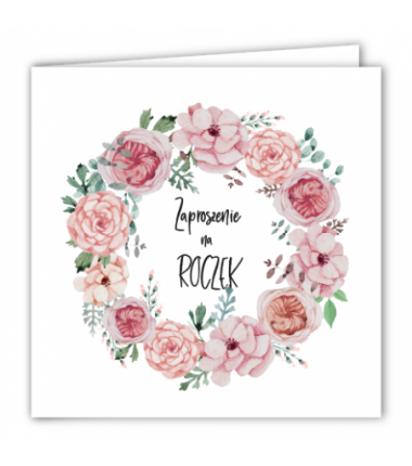 Zaproszenie do wypisania na ROCZEK - kwiaty różowe 1 sztuka