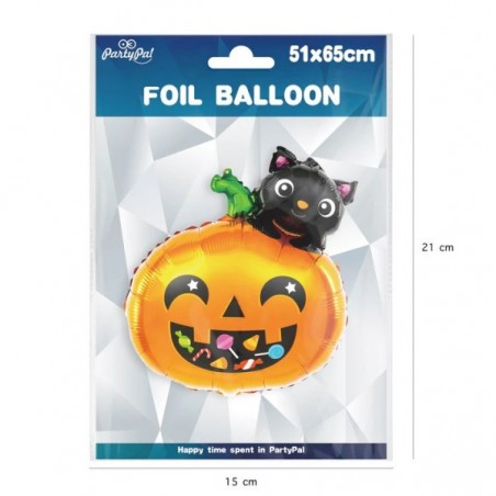 Balon foliowy Dynia z kotem Halloween 65x51cm