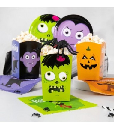 Pudełka na popcorn Halloween Monsters 10x7,5cm 6szt.