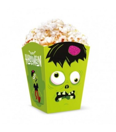 Pudełka na popcorn Halloween Monsters 10x7,5cm 6szt.