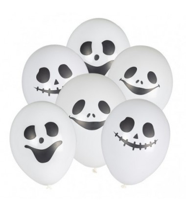 Balony z halloweenowym nadrukiem duszki 6 sztuk