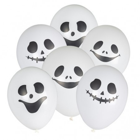 Balony z halloweenowym nadrukiem duszki 6 sztuk