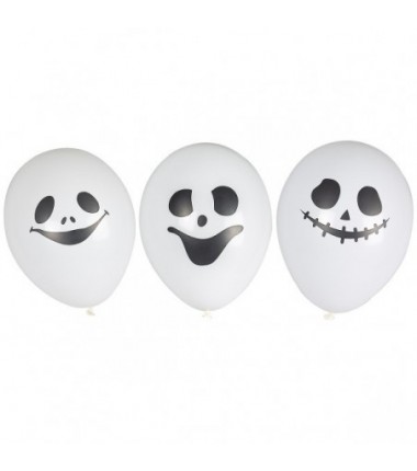 Balony z halloweenowym nadrukiem duszki 6 sztuk