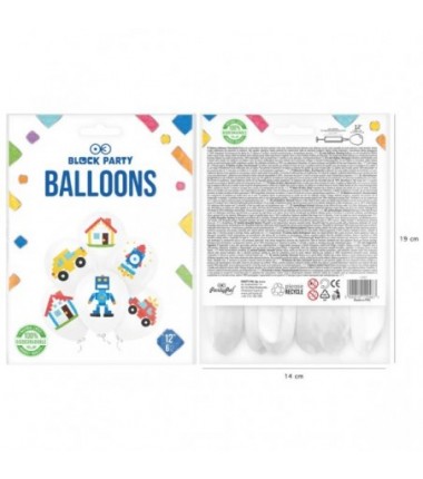 Balony biodegradowalne Klocki 30 cm - 6 sztuk