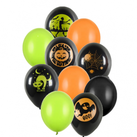 Zestaw balonów halloween neonowe 10 sztuk