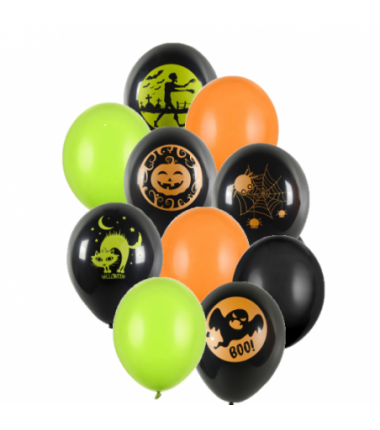 Zestaw balonów halloween neonowe 10 sztuk