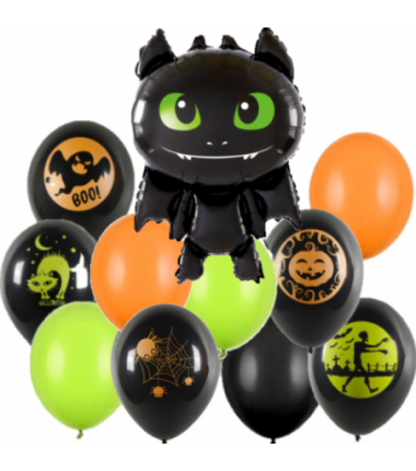 Zestaw halloween smok neonowe - 11 sztuk