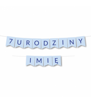 Girlanda na URODZINY 1,2,3,4,5,6,7,8,9 + IMIĘ niebieska