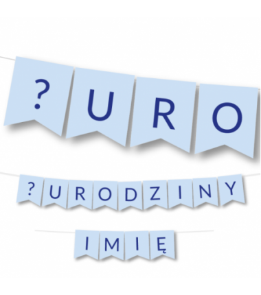 Girlanda na URODZINY 1,2,3,4,5,6,7,8,9 + IMIĘ niebieska