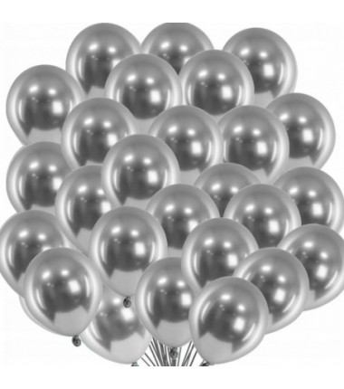 Balony GLOSS 12 cm ciemny srebrny - 50 sztuk