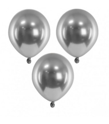 Balony GLOSS 12 cm ciemny srebrny - 50 sztuk