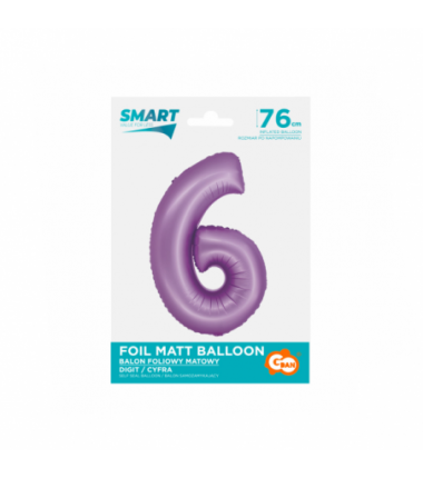 Balon foliowy Cyfra 6 - 76 cm - lawendowy