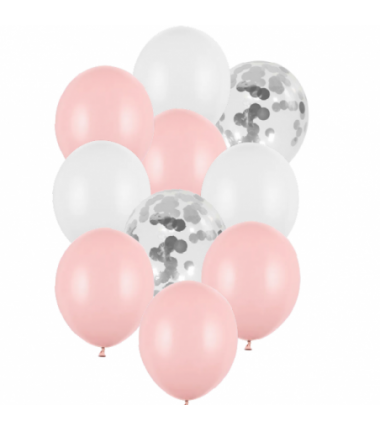 balony mix różowe - 10 sztuk