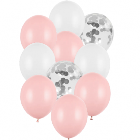 balony mix różowe - 10 sztuk