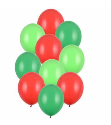 Balony 30 cm - święta 3 kolory - 10 sztuk