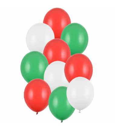 Balony 30 cm - święta Mikołaj - 10 sztuk