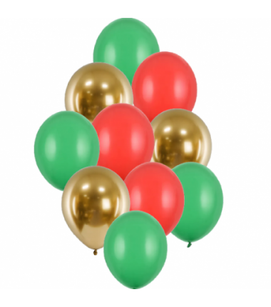 Balony 30 cm świąteczne - 10 sztuk