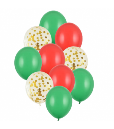 Balony 30 cm ŚWIĘTA konfetti - 10 sztuk