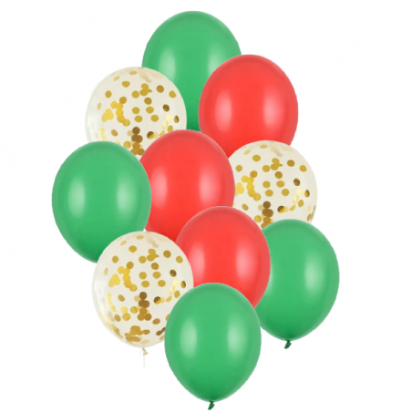 Balony 30 cm ŚWIĘTA konfetti - 10 sztuk