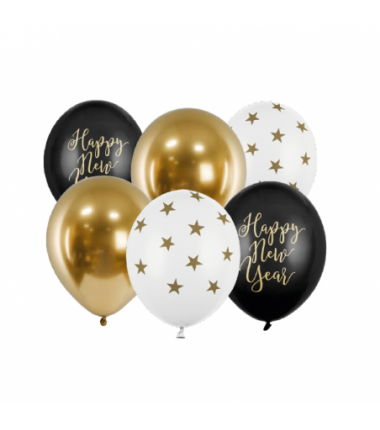 Balony HAPPY NEW YEAR - 6 sztuk