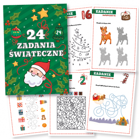Edukacyjny kalendarz adwentowy DO DRUKU - 24 KARTY z zadaniami świątecznymi