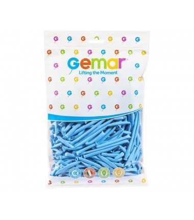 Balony Gemar MODELINY - Rurki włoskie niebieskie delikatne 072 Baby Blue - 100 sztuk (macaron)