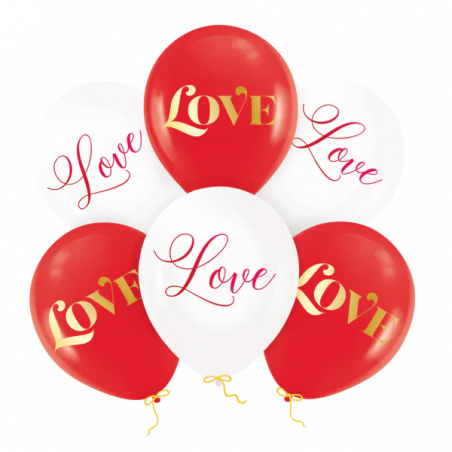 Balony biodegradowalne Love 30 cm 6 sztuk