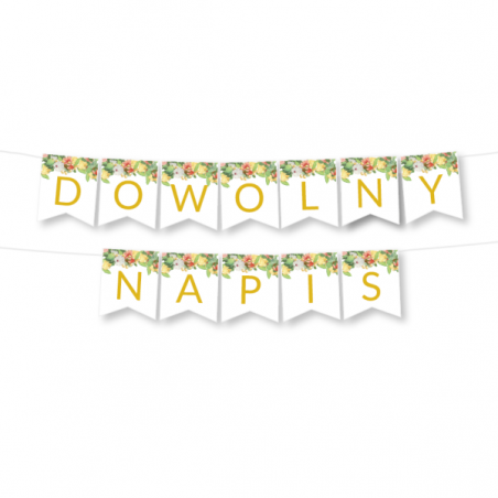 Girlanda dowolny napis - floral - MAX 20 ZNAKÓW