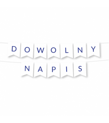 Girlanda dowolny napis - niebieskie litery - MAX 20 ZNAKÓW