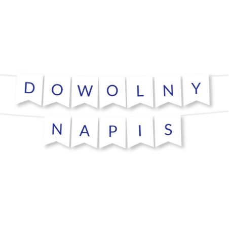 Girlanda dowolny napis - niebieskie litery - MAX 20 ZNAKÓW