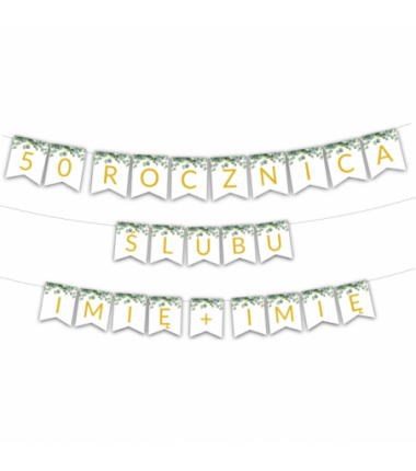 Girlanda 50 rocznica ślubu + imiona - Eukaliptus 3