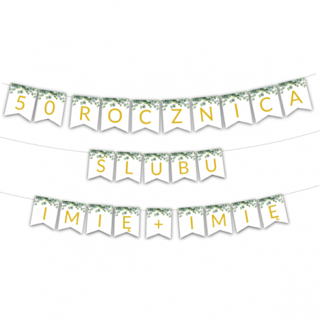 Girlanda 50 rocznica ślubu + imiona - Eukaliptus 3