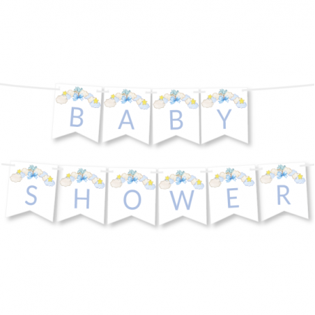 Girlanda BABY SHOWER - chmurki niebieskie