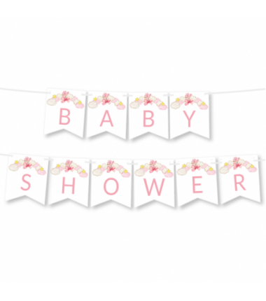 Girlanda BABY SHOWER - chmurki różowe