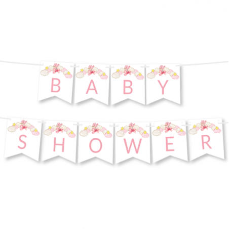 Girlanda BABY SHOWER - chmurki różowe