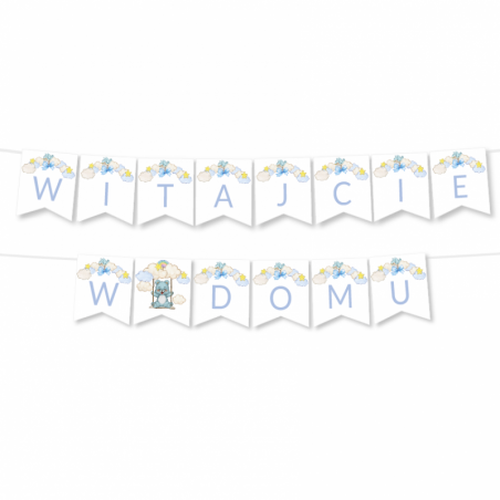 Girlanda Witajcie w Domu - chmurki niebieskie