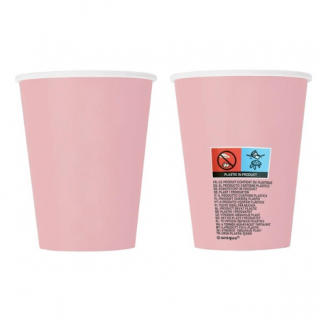 Kubeczki papierowe jasnoróżowe 270ml 8 sztuk