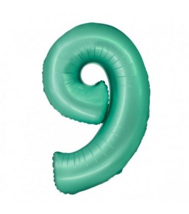 Balon foliowy Cyfra 9 - 76 cm - Miętowy matowy
