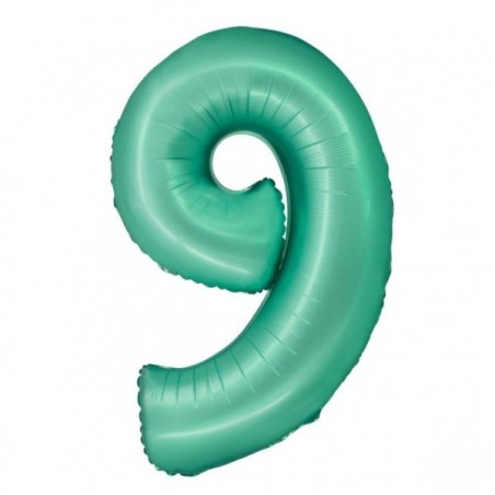 Balon foliowy Cyfra 9 - 76 cm - Miętowy matowy