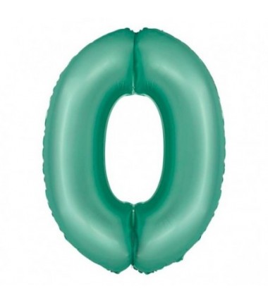Balon foliowy Cyfra 0 - 76 cm - Miętowy matowy