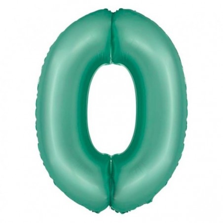 Balon foliowy Cyfra 0 - 76 cm - Miętowy matowy