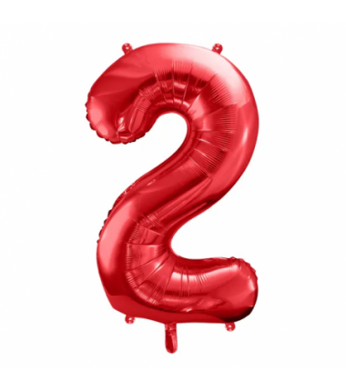 Balon foliowy Cyfra 2 - 86 cm - Czerwony