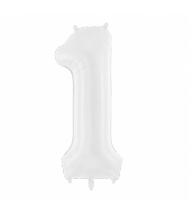 Balon foliowy Cyfra 1 - 86 cm - Biały