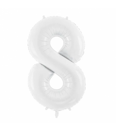 Balon foliowy Cyfra 8 - 86 cm - Biały