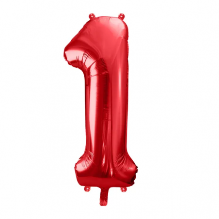 Balon foliowy Cyfra 1 - 86 cm - Czerwony