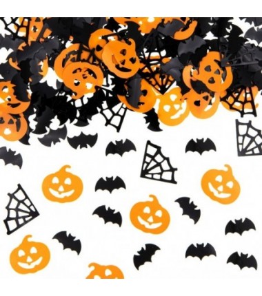Konfetti foliowe Halloween Dynie, pajęczyny i nietoperze pomarańczowo-czarne 15g